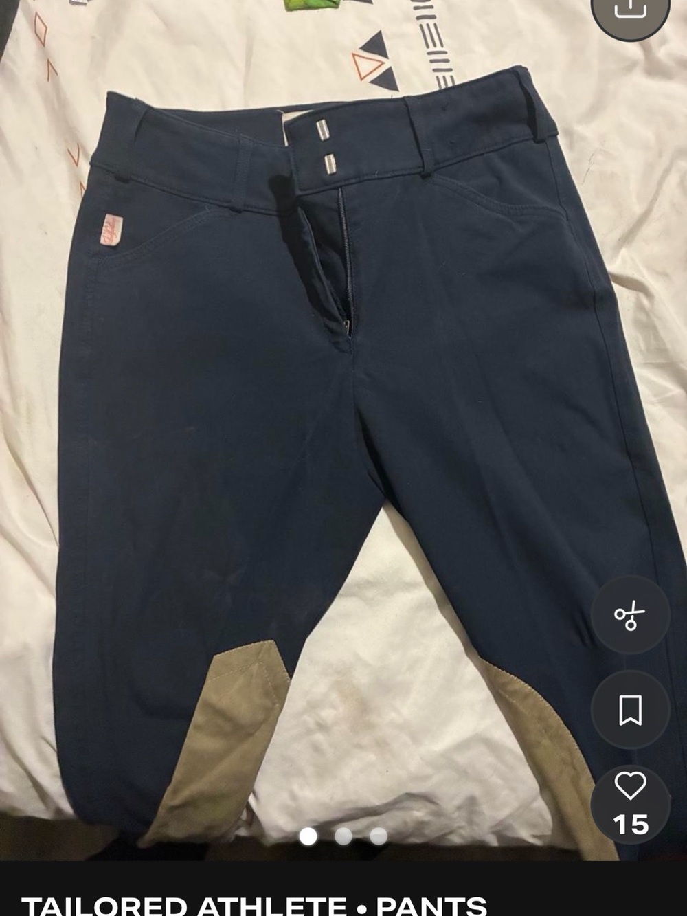 28r tailored sportsman midrise front zip Navy Riding Breeches with Knee Patches